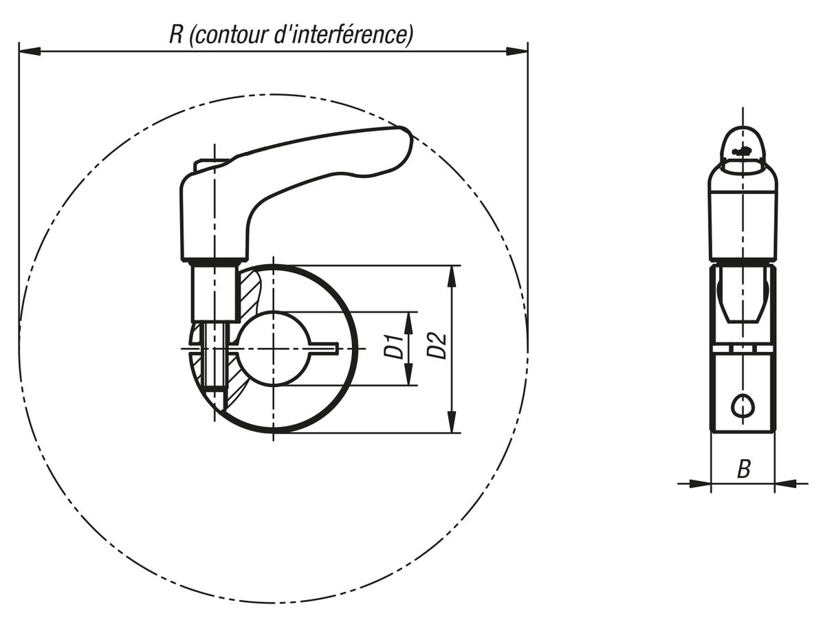 Bagues d'arrêt fendues avec manette indexable