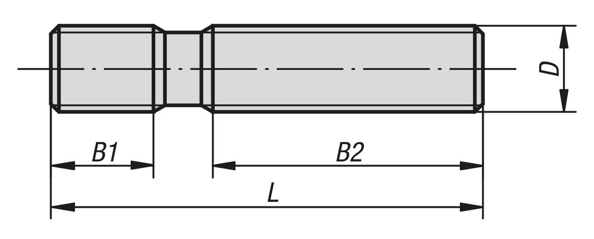 Goujon filetage rouléDIN 6379