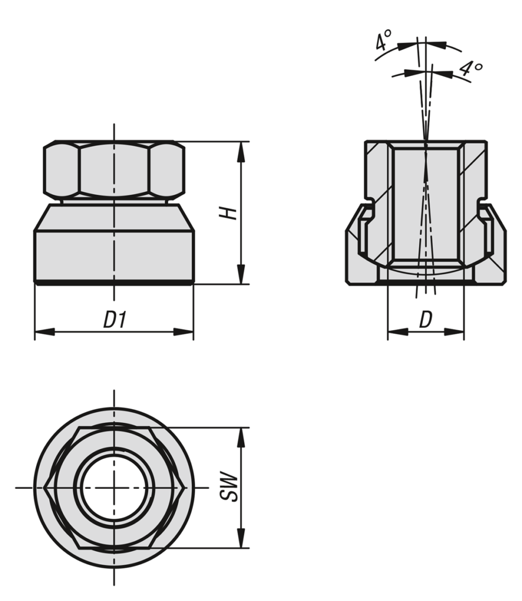 Écrous à rondelle concave