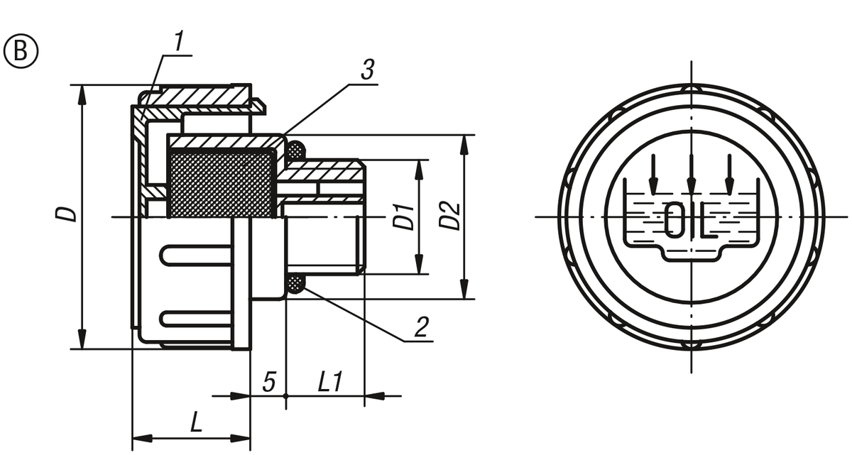 Bouchon à évent, forme B, avec filtre à air