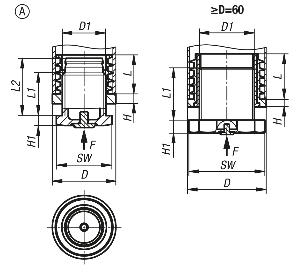 Bouchons d'ajustement en plastique avec insert antidérapant pour tubes ronds et carrés, forme A, ronds