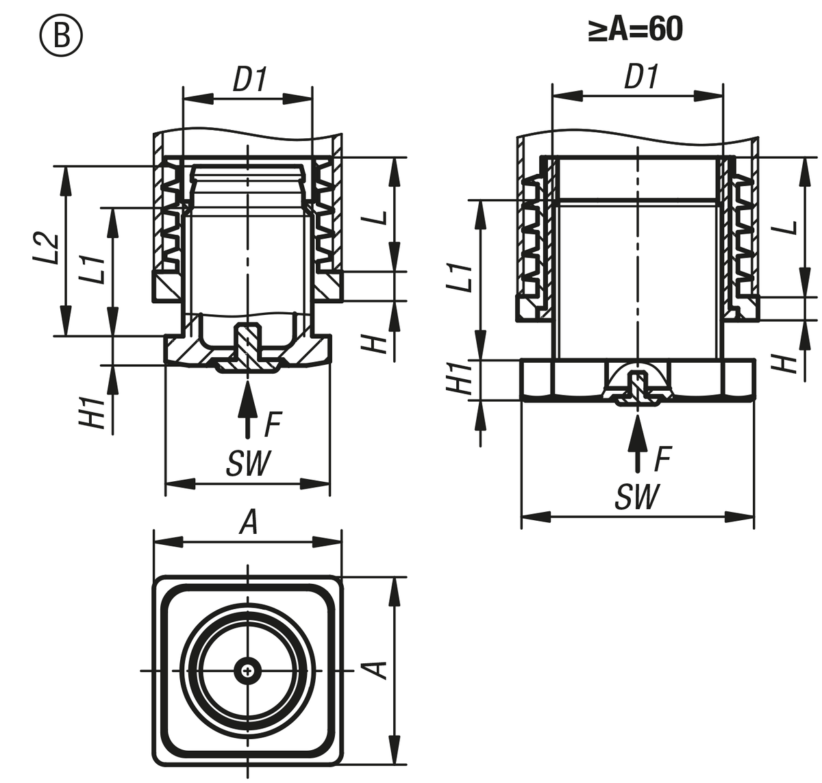 Bouchon à insert taraudé pour tubes ronds