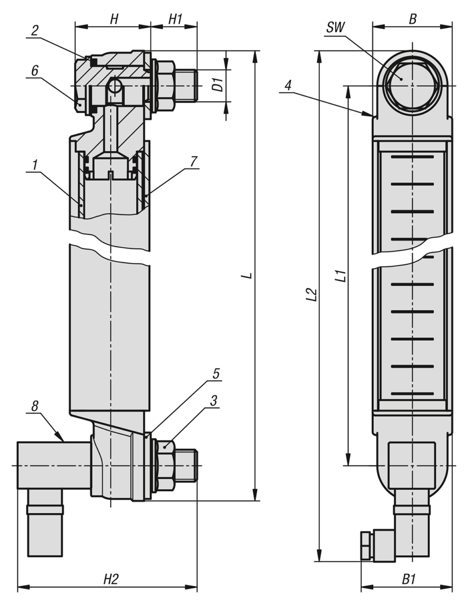 Indicateur de niveau d'huile avec contrôle électrique de la température, modèle long