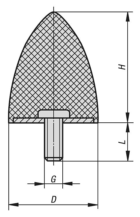 KIPP - Tampon caoutchouc en acier ou inox de type C cylindrique