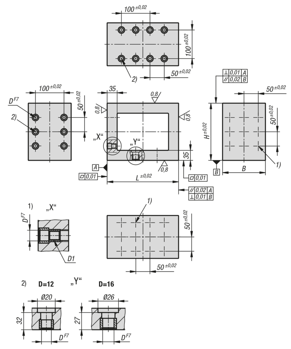 Consoles en fonte grise avec trame modulaire