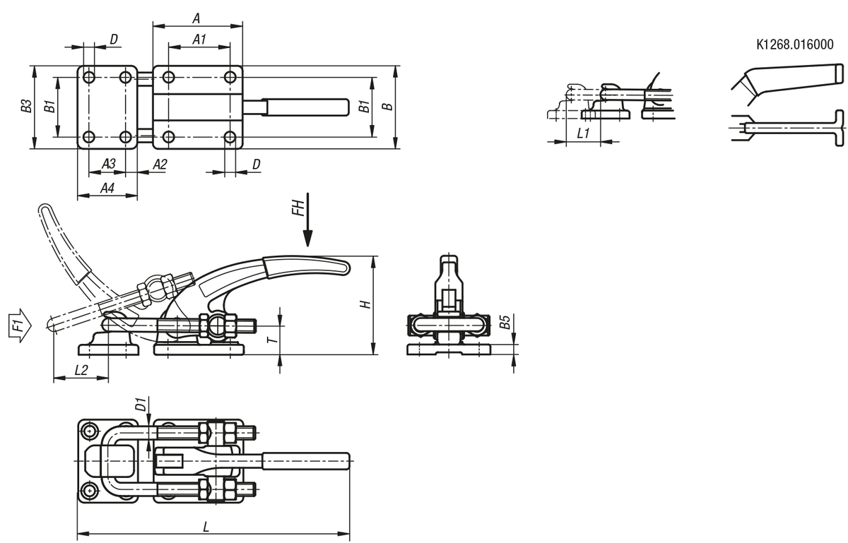 Sauterelle à étrier horizontal modèle lourd avec attache